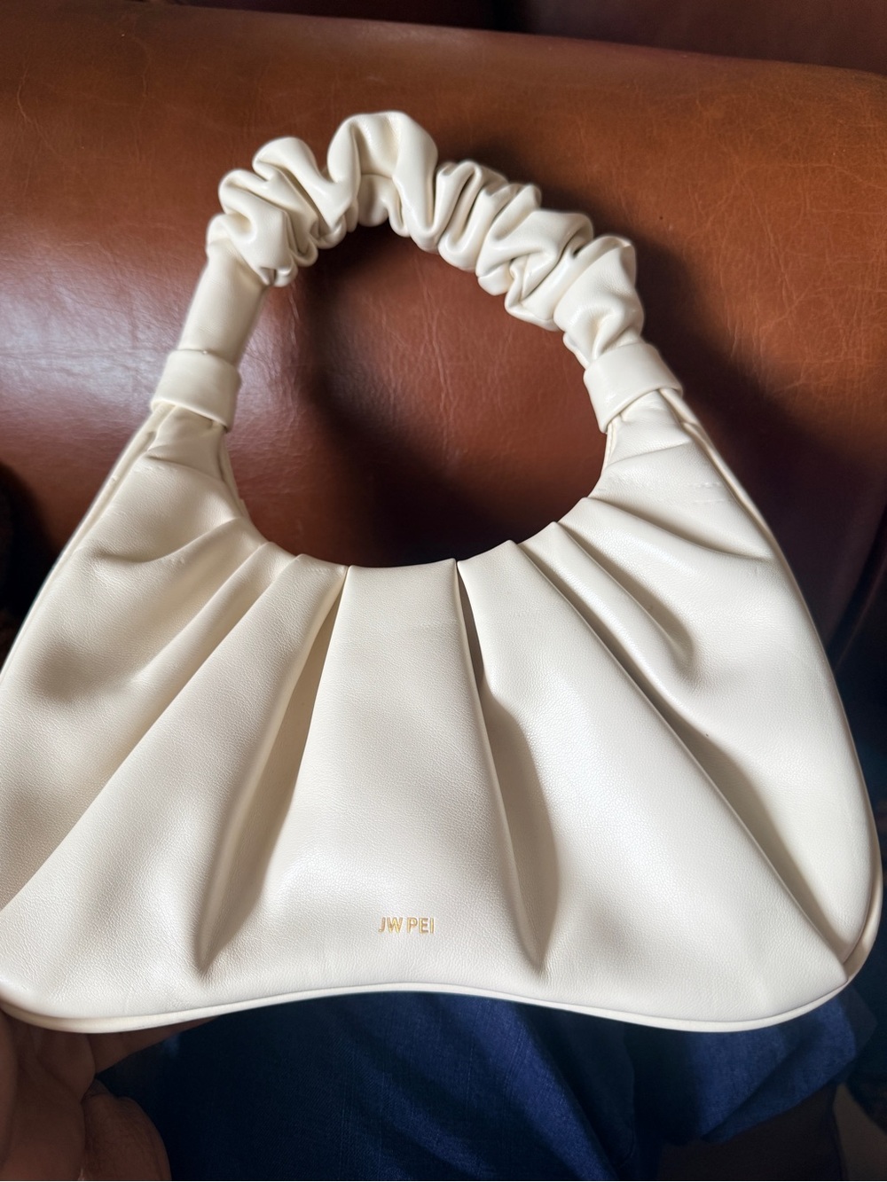 JW PEI Cream Scrunched Handle Mini Shoulder Bag